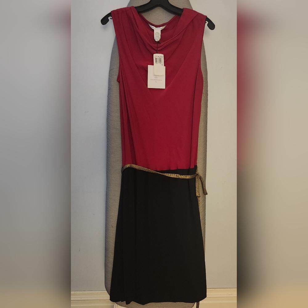 Diane Von Furstenberg Red and Black Midi Dress